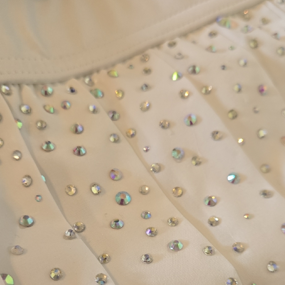 White Mini Skort with Rhinestones - Picture 4 of 5